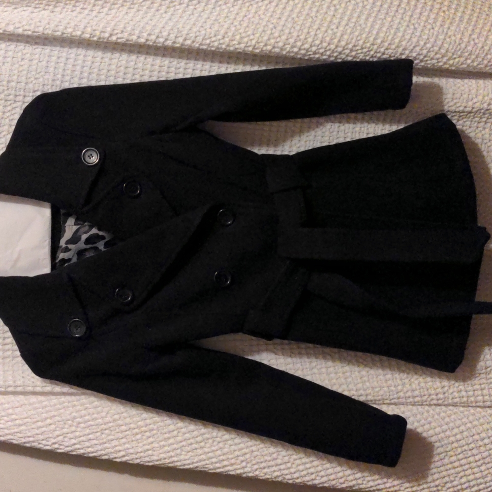 JOUJOU Women's Double Breasted Black Coat Sale - Picture 7 of 8